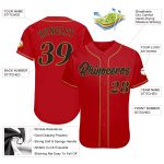 Personalized Red Black-Old Gold Authentic Baseball Jersey Team Custom Name and Number