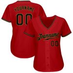 Personalized Red Black-Old Gold Authentic Baseball Jersey
