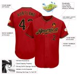 Personalized Red Black-Old Gold Authentic Baseball Jersey