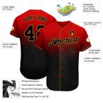 Personalized Red Black-Old Gold Authentic Fade Fashion Baseball Jersey Team Custom Name and Number