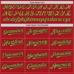 Personalized Red Black-Old Gold Authentic Raglan Sleeves Baseball Jersey Team Custom Name and Number