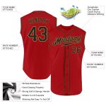 Personalized Red Black-Old Gold Authentic Sleeveless Baseball Jersey Team Custom Name and Number