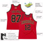 Personalized Red Black-Old Gold Authentic Throwback Basketball Jersey