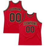 Personalized Red Black-Old Gold Authentic Throwback Basketball Jersey
