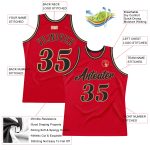 Personalized Red Black-Old Gold Authentic Throwback Basketball Jersey Team Custom Name and Number