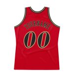 Personalized Red Black-Old Gold Authentic Throwback Basketball Jersey Team Custom Name and Number