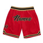 Personalized Red Black-Old Gold Authentic Throwback Basketball Shorts Team Custom Name and Number