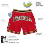 Personalized Red Black-Old Gold Authentic Throwback Basketball Shorts