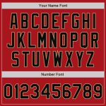 Personalized Red Black-Old Gold Bomber Full-Snap Varsity Letterman Jacket Team Custom Name and Number
