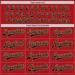 Personalized Red Black-Old Gold Bomber Full-Snap Varsity Letterman Jacket Team Custom Name and Number