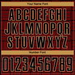 Personalized Red Black-Old Gold Lines Sublimation Soccer Uniform Jersey Team Custom Name and Number