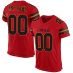 Personalized Red Black-Old Gold Mesh Authentic Football Jersey Team Custom Name and Number