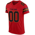 Personalized Red Black-Old Gold Mesh Authentic Football Jersey Team Custom Name and Number