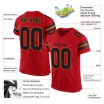 Personalized Red Black-Old Gold Mesh Authentic Football Jersey Team Custom Name and Number