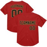 Personalized Red Black-Old Gold Mesh Authentic Throwback Baseball Jersey