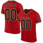 Personalized Red Black-Old Gold Mesh Authentic Throwback Football Jersey Team Custom Name and Number