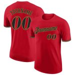 Personalized Red Black-Old Gold Performance T-Shirt Team Custom Name and Number