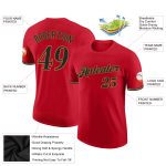 Personalized Red Black-Old Gold Performance T-Shirt Team Custom Name and Number