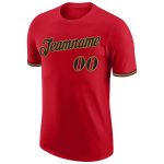 Personalized Red Black-Old Gold Performance T-Shirt Team Custom Name and Number