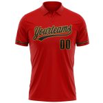 Personalized Red Black-Old Gold Performance Vapor Golf Polo Shirt Team Custom Name and Number