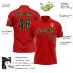 Personalized Red Black-Old Gold Performance Vapor Golf Polo Shirt Team Custom Name and Number