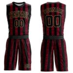 Personalized Red Black-Old Gold Round Neck Sublimation Basketball Suit Jersey