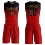 Personalized Red Black-Old Gold Round Neck Sublimation Basketball Suit Jersey Team Custom Name and Number