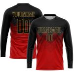 Personalized Red Black-Old Gold Sublimation Soccer Uniform Jersey 7397