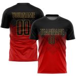 Personalized Red Black-Old Gold Sublimation Soccer Uniform Jersey Team Custom Name and Number 7397
