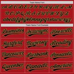 Personalized Red Black-Old Gold Two-Button Unisex Softball Jersey Team Custom Name and Number