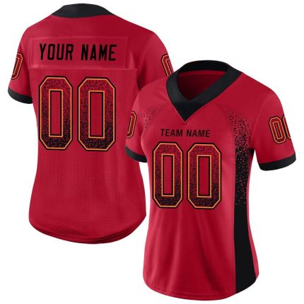 Personalized Red Black-Orange Mesh Drift Fashion Football Jersey Team Custom Name and Number