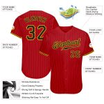 Personalized Red Black Pinstripe Black-Gold Authentic Baseball Jersey Team Custom Name and Number