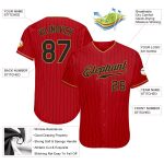Personalized Red Black Pinstripe Black-Old Gold Authentic Baseball Jersey Team Custom Name and Number