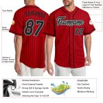 Personalized Red Black Pinstripe Black-White Authentic Baseball Jersey