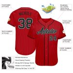 Personalized Red Black Pinstripe Black-White Authentic Baseball Jersey Team Custom Name and Number