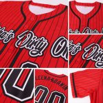 Personalized Red Black Pinstripe Black-White Authentic Baseball Jersey Team Custom Name and Number