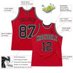 Personalized Red Black Pinstripe Black-White Authentic Basketball Jersey
