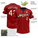 Personalized Red Black Pinstripe Cream Two-Button Unisex Softball Jersey Team Custom Name and Number
