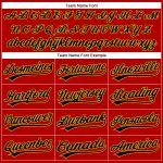 Personalized Red Black Pinstripe Gold Authentic Baseball Jersey Team Custom Name and Number