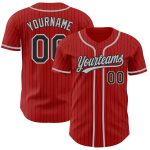Personalized Red Black Pinstripe Gray Authentic Baseball Jersey Team Custom Name and Number