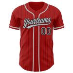 Personalized Red Black Pinstripe Gray Authentic Baseball Jersey Team Custom Name and Number