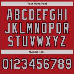 Personalized Red Black Pinstripe Gray Two-Button Unisex Softball Jersey Team Custom Name and Number