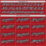 Personalized Red Black Pinstripe Gray Two-Button Unisex Softball Jersey Team Custom Name and Number