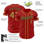 Personalized Red Black Pinstripe Old Gold Authentic Baseball Jersey Team Custom Name and Number