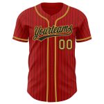 Personalized Red Black Pinstripe Old Gold Authentic Baseball Jersey Team Custom Name and Number