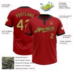 Personalized Red Black Pinstripe Old Gold Two-Button Unisex Softball Jersey Team Custom Name and Number