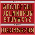 Personalized Red Black Pinstripe Old Gold Two-Button Unisex Softball Jersey Team Custom Name and Number