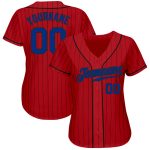 Personalized Red Black Pinstripe Royal-Black Authentic Baseball Jersey Team Custom Name and Number