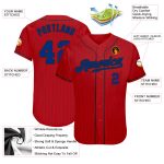 Personalized Red Black Pinstripe Royal-Black Authentic Baseball Jersey Team Custom Name and Number