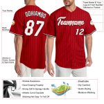 Personalized Red Black Pinstripe White-Black Authentic Baseball Jersey